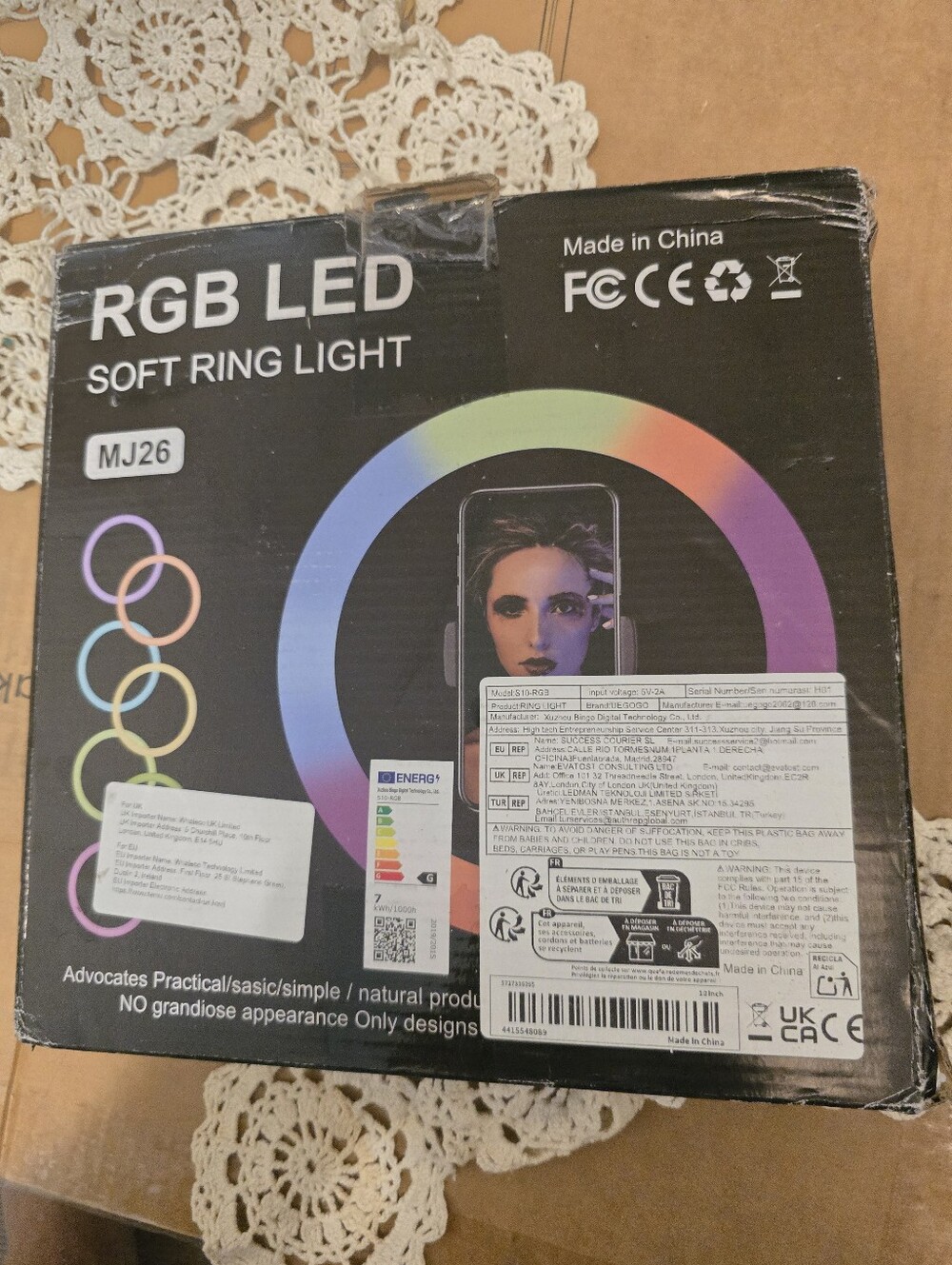 New RGB LED Soft Ring Light MJ26 - Black with Multicolor Ring.